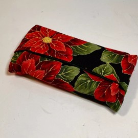 Handmade Pocket Tissue Holder Handmade Christmas Poinsettias Double Sided 5x3 New