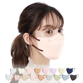 OKUYOSHI 3D Sculpted Mask, Easy to Breathe, 52 Pieces, Face-Slimming Mask, Bicolor, Non-Wired, Non-Woven Fabric, Disposable, Three-Layer Construction, High Fit, Fashionable, Painless Ears