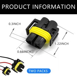 Pack of 2 H11 H9 H8 Nylon Adapter Wiring Harness Sockets Wire for Headlights Or Fog Lights, Car Waterproof Connector- Fog Light Wiring Harness Kit, Headlight Harness