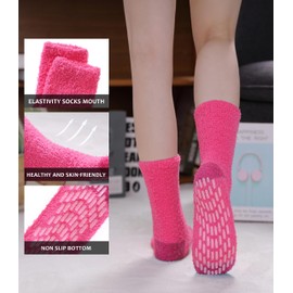 SDBING Non Slip Socks Fuzzy Socks with Grips for Women Hospital Socks with Grips for Women Slipper Socks (5 Pairs Multi-color B)