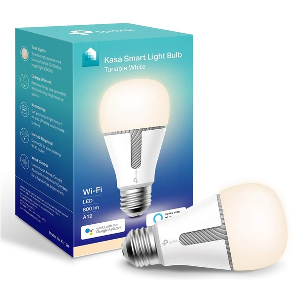 Kasa Smart (KL120) Light Bulb, LED Smart WiFi Alexa Bulbs Works with Alexa and Google Home,A19 Tunable,2.4Ghz,No Hub Required, 800LM Tunable White(2700K-5000K), 10W