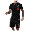 Floerns Men's Graphic Print T Shirt Drawstring Waist Shorts Set