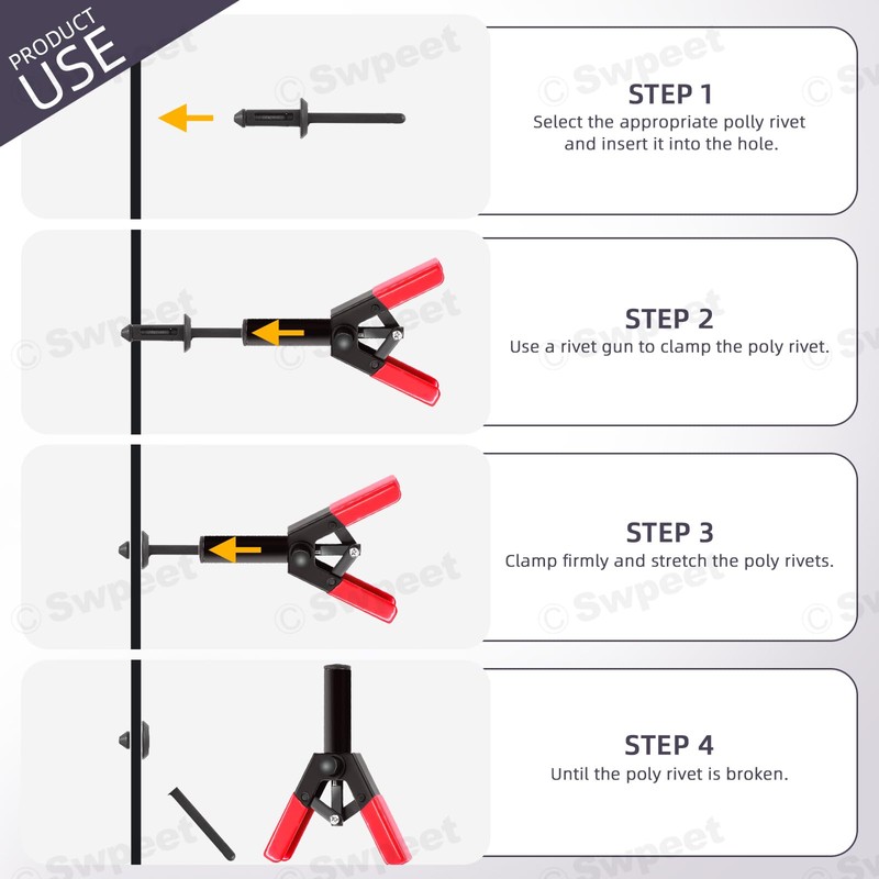 Swpeet 46Pcs Poly Rivet Gun Set, Multifunctional Rivet Removal Tool