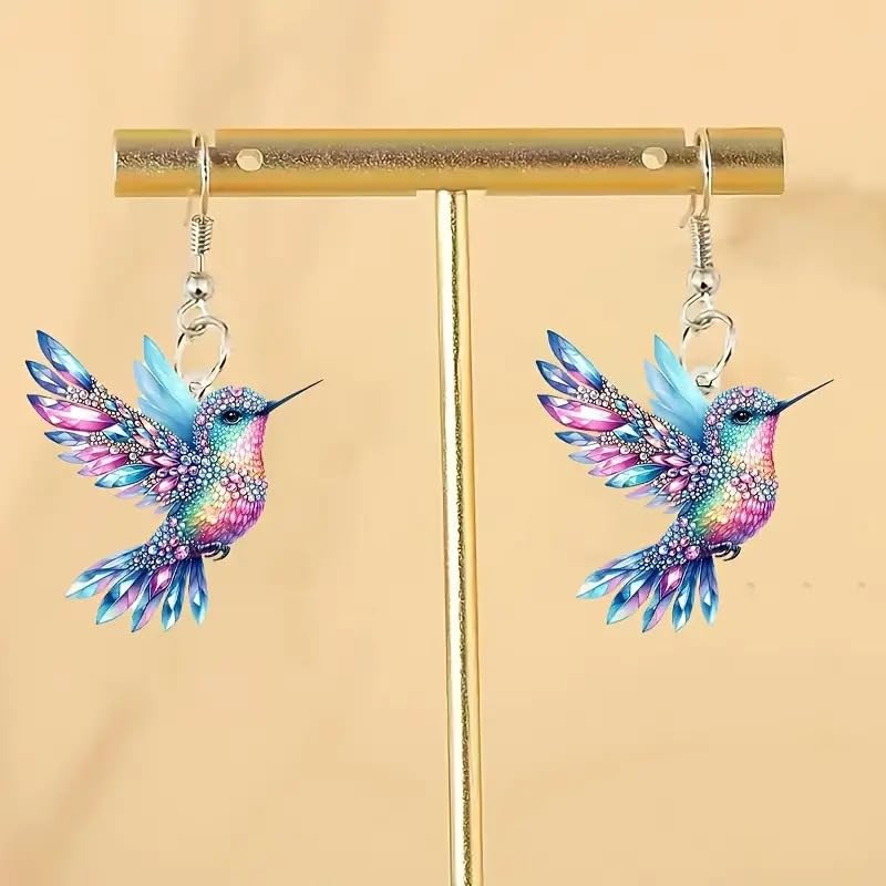 Hummingbird Necklaces for Women Colorful bird Jewelry (Colorful2)