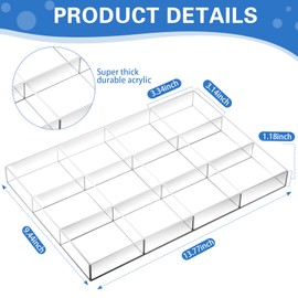 Weysat Acrylic Tea Bag Holder Storage 12 Compartments Grids with Lid Clear Box Plastic Tea Bag Drawer Organizer for Kitchen, Cabinets, Pantry, Countertops