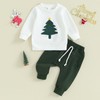 Toddler Boy Christmas Outfits Christmas Tree Embroidery Sweatshirts Solid Color