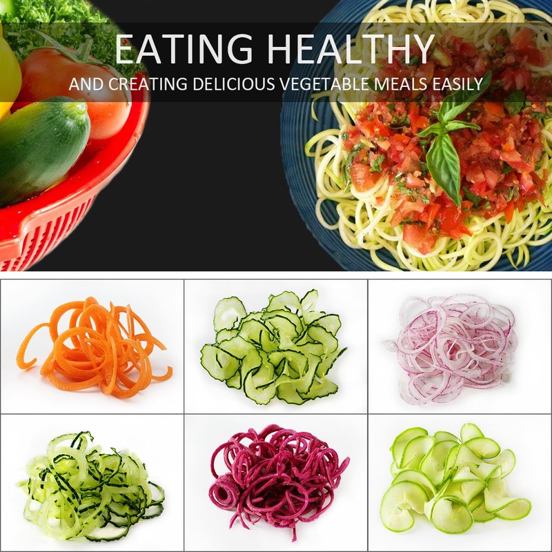 Spiralizer Vegetable Slicer (4-in-1 Rotating Blades) Heavy Duty Veggie Spiralizer