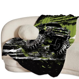 Camo Truck Blanket Plush Cozy Cool Car Throw Blankets for Girls Boys Women Men Kids Flannel Fleece Ultra Soft Fuzzy Party Blanket Gifts for Bed 50"X40"