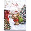doodlecards Wife Christmas Card Cute Bear Posting a Letter Medium