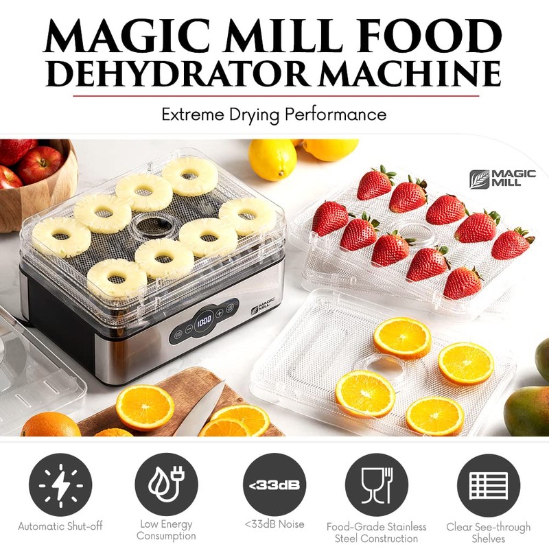 Magic Mill Food Dehydrator Machine | 5 Stackable Stainless Steel