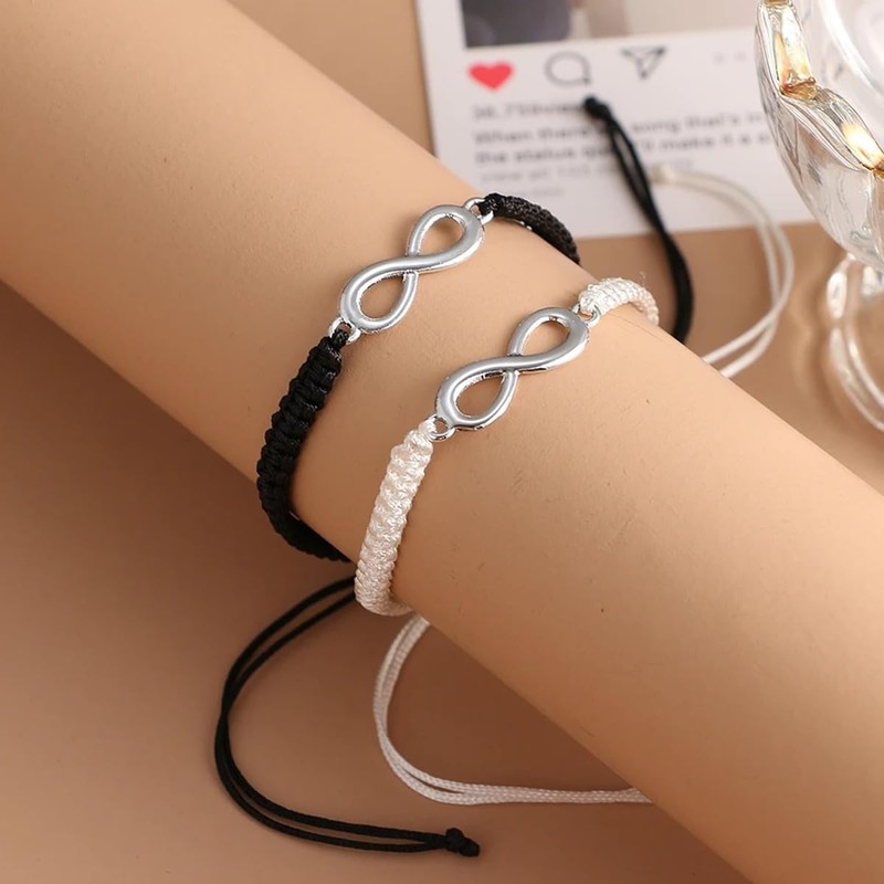 meberg Partner Bracelets Infinity Black White Couple Jewellery Love Jewellery