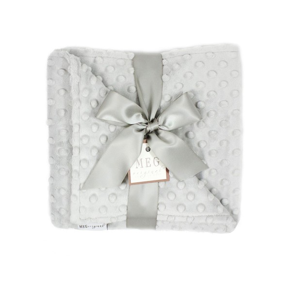 MEG Original Double-Sided Silver Gray/Grey Minky Dot Baby Blanket