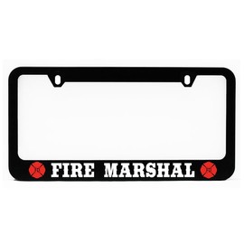 License Plate Frame, Fire Marshal Black Plate Holder, Tag Cover, Car Frame, Auto Accessories, Cool Decoration, for USA & Canada License Plate