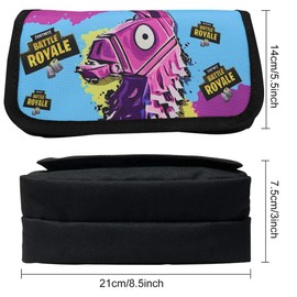 Doyomtoy Game Theme Double Zip Canvas Pencil Case, Large Capacity Stationery Pouch Pens Case Pencil Case Girls Teenagers for School and Office Wear, purple, Game theme