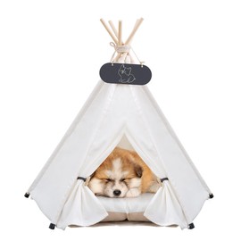 Mooipet Pet Teepee Tent for Dogs & Cats Dog Bed with Thick Cushion Puppies Play House Removable and Washable