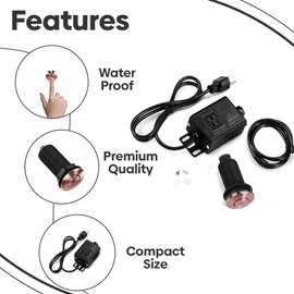 2.5" Long Single Outlet On/Off Copper Air Switch Garbage Disposal Push Button With Cord, Kitchen Sink Top Switch, Waste Disposal Kit