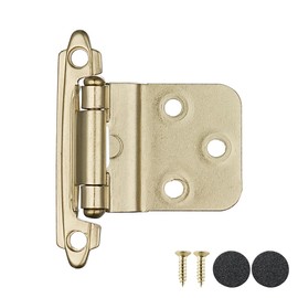 JQK 3/8 Inch Inset Cabinet Door Hinges Gold, 10 Pack 5 Pairs Flush Face Mount Cupboard Self-Closing Kitchen Cabinet Hardware Hinges, CH201-BG-P10