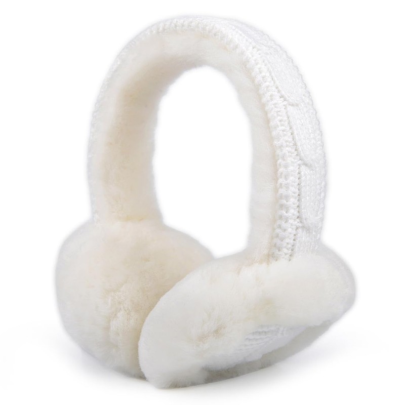 Harssidanzar Women's Winter Earmuffs, Sheepskin Earmuffs, Foldable Earmuffs, Outdoor Ear