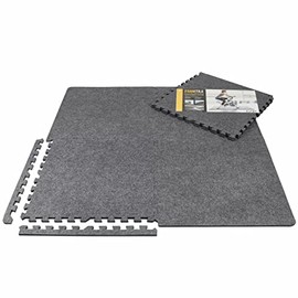 WF Athletic Supply Carpet Top EVA Foam Floor Tiles, Carpet Texture Surface Puzzle Interlocking Mats for Home Gym, Kids Room & Living Room; 24-inch x 24-inch x 12-mm per Tile