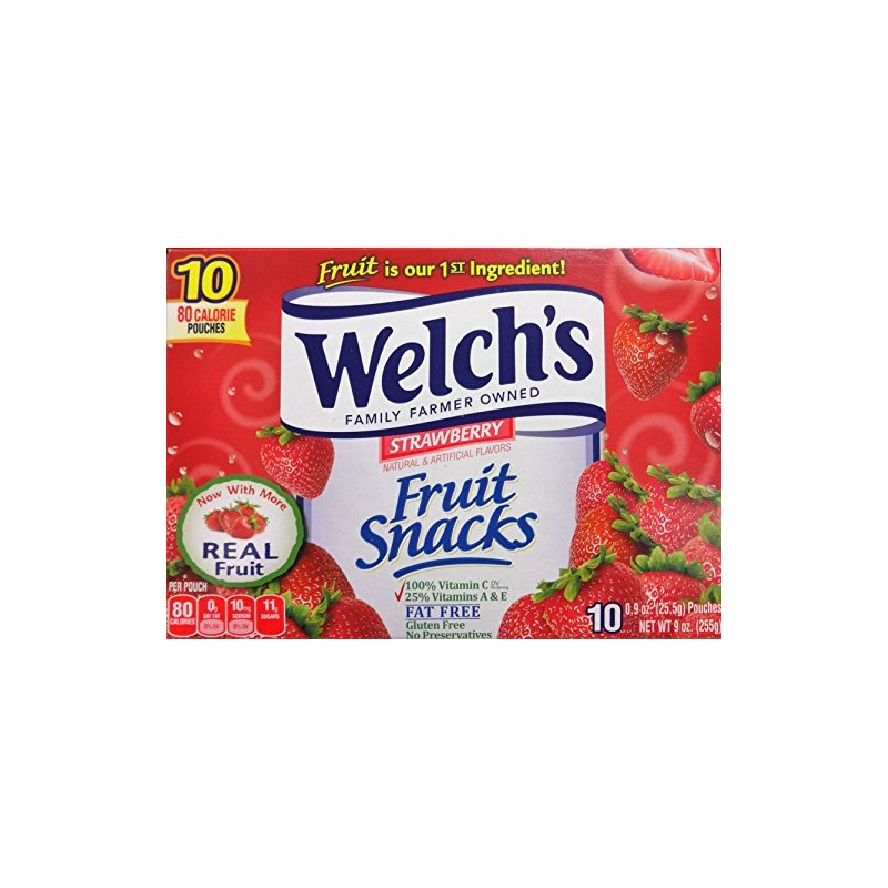 Welch's Strawberry Flavor Fruit Snacks, 10 Pouches (2 packs)