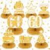 RUMIA 9Pcs White Gold 60th Birthday Decorations for Women White