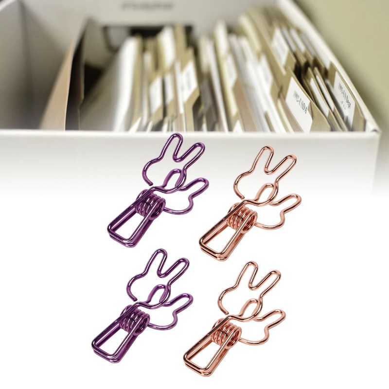100Pcs Bunny Binder Clips Hollow Out Strong Clamping Sturdy Metal