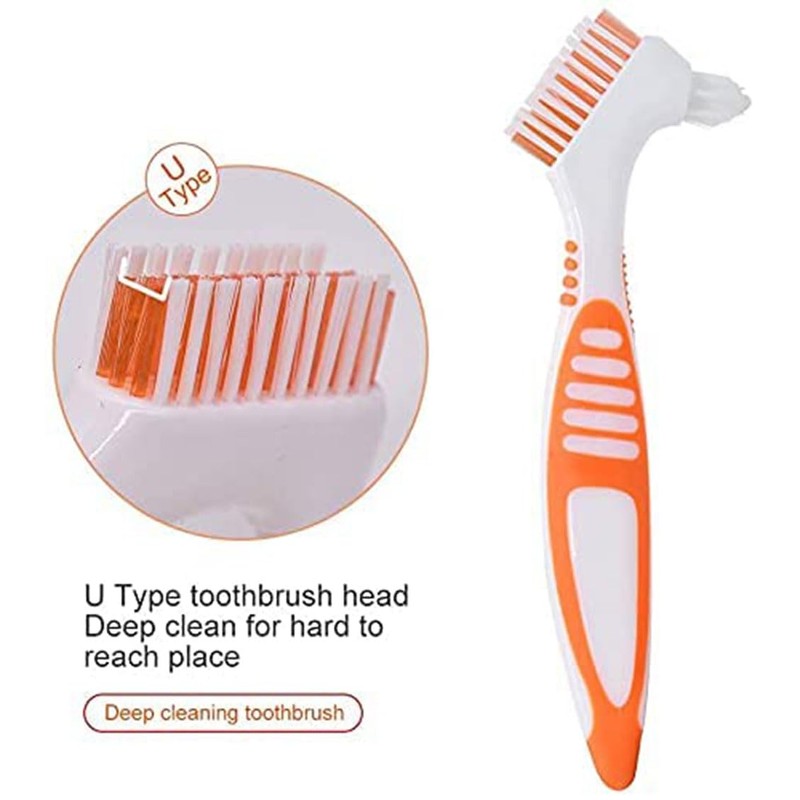 Chargenyang 3 Pack Denture Cleaning Brush Set Hard Denture Toothbrush