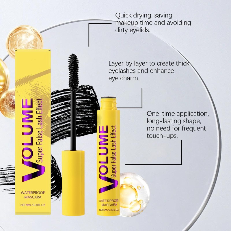 Waterproof Mascara with Bubble Fiber Technology, Smudge-Proof and Clump-Free Formula