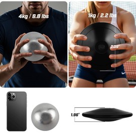 1 Pcs 4 KG (8.8lb) Shot Put and 1 Pcs 1 KG Rubber Discus for School Track and Field Discuses Iron Shot Put Shot Put Ball for Outdoor Practice Throwing
