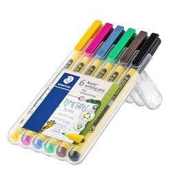 STAEDTLER Noris Writing Pen 307 - Rotulador de punta fina (97% plástico reciclado según la norma ISO 14021, caja con 6 rotuladores fineliner en colores surtidos), 307 SB6