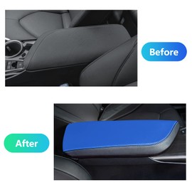 BOLTRY Center Console Armrest Box Cover for Toyota Camry 2018-2024 Panel Trim Waterproof Anti-Scratch Leather Protector Decoration Cover Interior Accessories (Black Leather+Blue Leather)