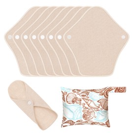 MQUPIN Reusable Sanitary Pads Made of Organic Cotton, Pack of 8 Reusable Cotton Pads, Washable Panty Liners, Washable Sanitary Pads for Menstruation, Leak-proof Design, Suitable for All Women