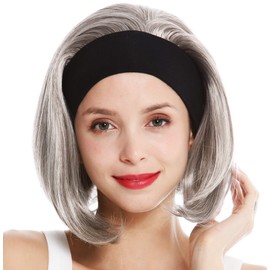WIG ME UP - GFW948-H-51 women's party wig headband short sleek 80's retro look grey silvery grey