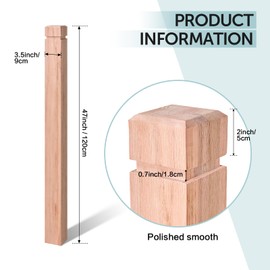 Tristcily 3.5" x 47" Oak Wood Stair Newel Post with a Single Groove Notched Newel Wood Balusters for Staircase Interior and Outdoor Railing Newels for Stair Handrails(1 Pcs)
