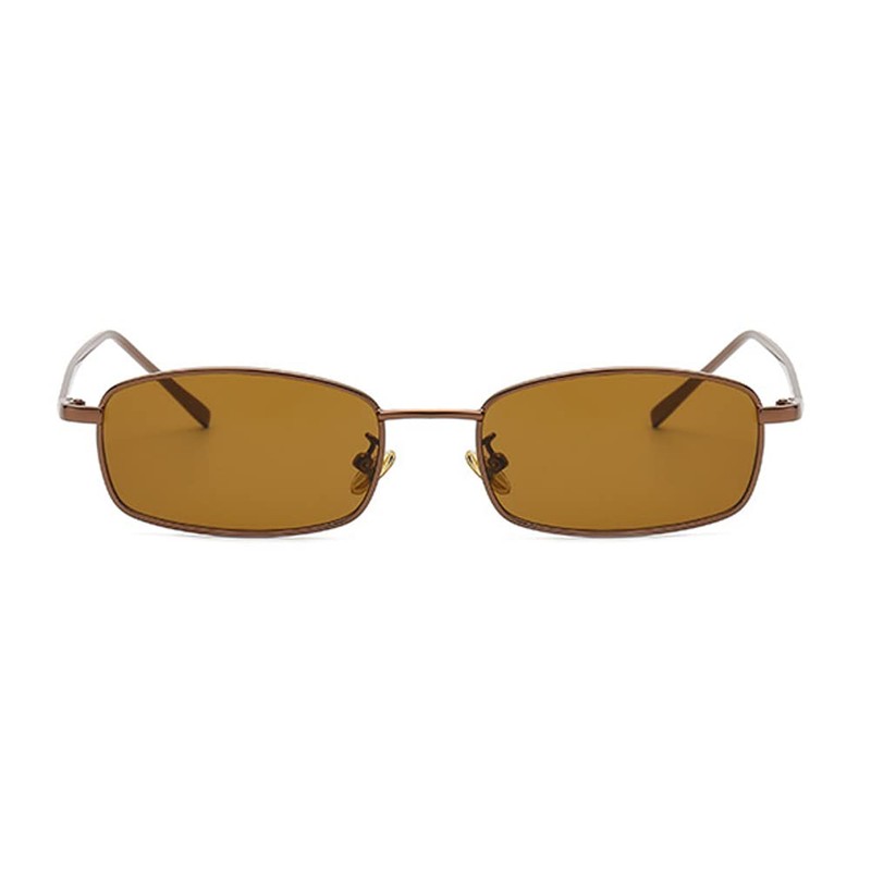 RUNHUIS Retro Rectangle Sunglasses Vintage Slim Metal Frame Rectangular Sun
