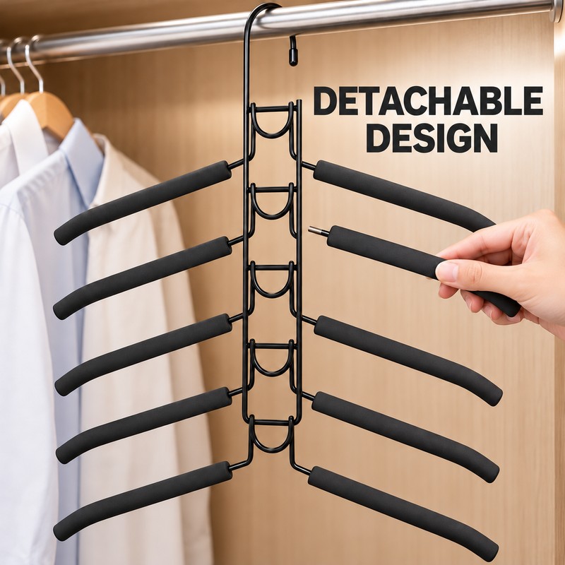 5-Tier Space Saving Clothes Hanger with Non-Slip Foam Padded Arms,