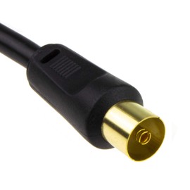 kenable RF Coaxial TV Aerial Lead Coax Plug to Socket Black RG59 Cable Gold 1m