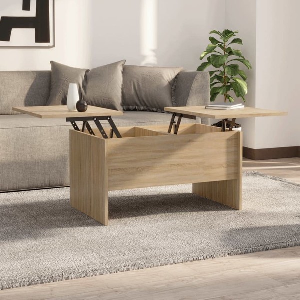 CHARMMA Coffee Table Sonoma Oak Engineered Wood Medium Height-Adjustable,Coffee Tables-809731