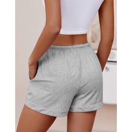 Ekouaer Womens Pajama Shorts Casual Summer Sleep Shorts Cute Printed Lounge Pj Bottoms with Drawstring & Pockets Light Grey Large