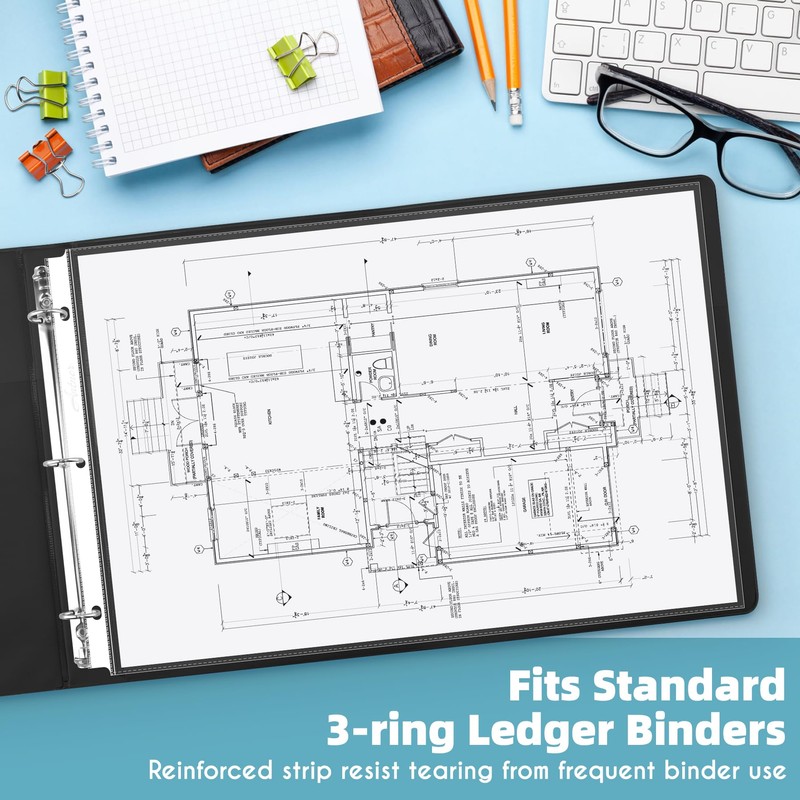 Antner 11x17 Inch Sheet Protectors (50-Pack) - Ledger Size Heavy