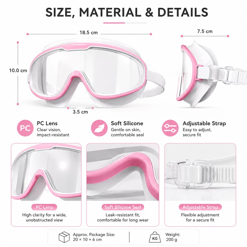 Anti-Fog Swim Goggles and Cap Set for Adults – Wide-View