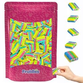 Fruidles Rainbow Bricks Gummy Candy, Delicious Licorice Sugar Coated Fruit Flavors Gummies, Party Favor, 2.2 Pounds