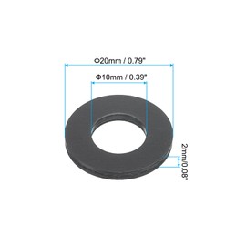 PATIKIL M10 Nylon Flat Washer, 8 Pack 10mm ID 20mm OD 2mm Thick Sealing Spacer Gasket Ring for Faucet Pipe Water Hose Fastener Bolt, Black