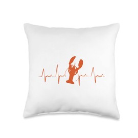 Cajun Seafood Lover Gifts for Mardi Gras Crawfish Heartbeat Throw Pillow, 16x16, Multicolor