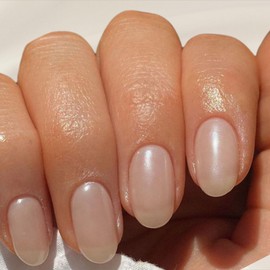 ALICE & BELLA Semi Cured Gel Nail Strips - Glazed Orchid - White Pearl Chrome Shimmering UV Wraps, Any Lamp Compatible