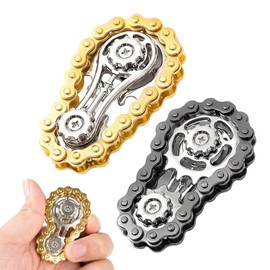 2PCS Bike Chain Fidget Toy, Adult Fidget Toys, Fidget Toys For Anxiety, Stress Relief Spinning Toy Party Favors Gifts Anxiety Relief (Gold and Black)