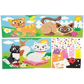 Baker Ross FE398 Cat Mosaic Pictures 4 Pieces Mosaic Tiles Arts and Crafts Mosaic Kits for Kids Creative Activities for Kids