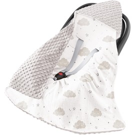 Susurration Swaddling Blanket Baby Seat Baby Blanket 90 x 90 cm Pram and Child Seats Universal Baby Blanket for Newborns and Toddlers Swaddling Blankets Dot Strap (Clouds)
