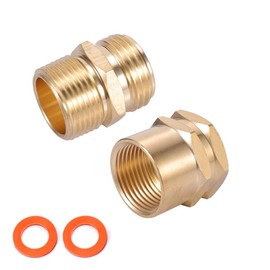 Kbrotech Brass Garden Hose Adapter, 3/4”GHT x 3/4”NPT Connector,GHT to NPT Adapter Brass Fitting,Brass Garden Hose to Pipe Fittings Connect 2pcs