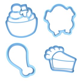Sweet Prints Inc Set of 4 Thanksgiving Dinner Cookie Cutters - Dishwasher Safe (3")